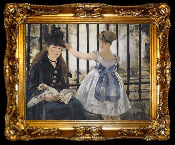 framed  Edouard Manet Le Chemin de Fer,Gare Saint-Lazare (mk40), ta009-2